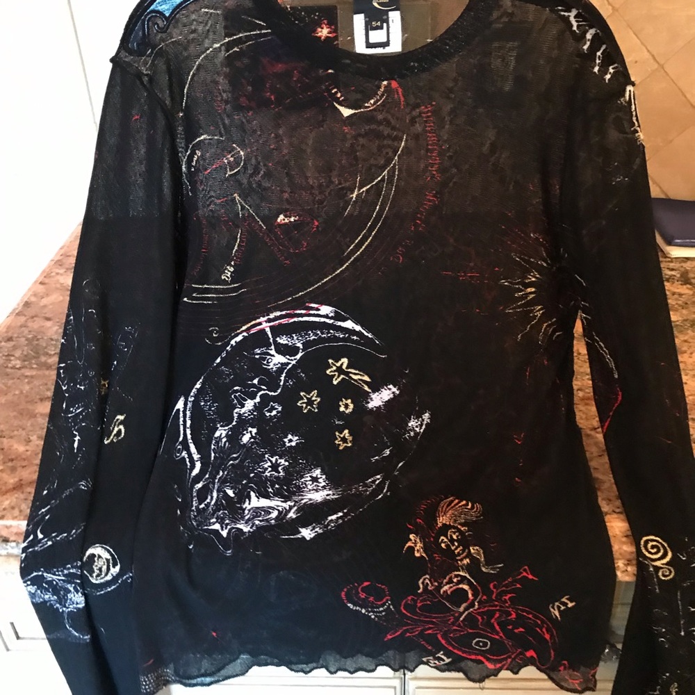 Just Cavalli crewneck mesh sweater shirt 54 large